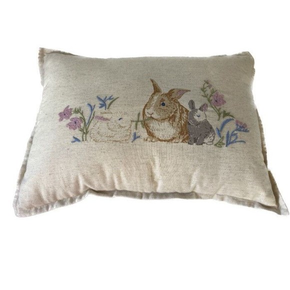 Threshold lumbar bunny, pillow with zipper ivory 14x20 Easter Spring Cottagecore - Picture 1 of 6